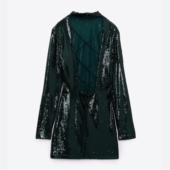 ZARA SEQUIN OPEN BACK MINI DRESS - Picture 8 of 9